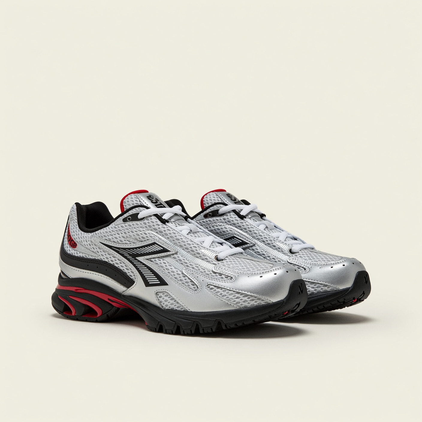 Diadora Mythos Propulsion 280 — Argent / Noir / Rouge