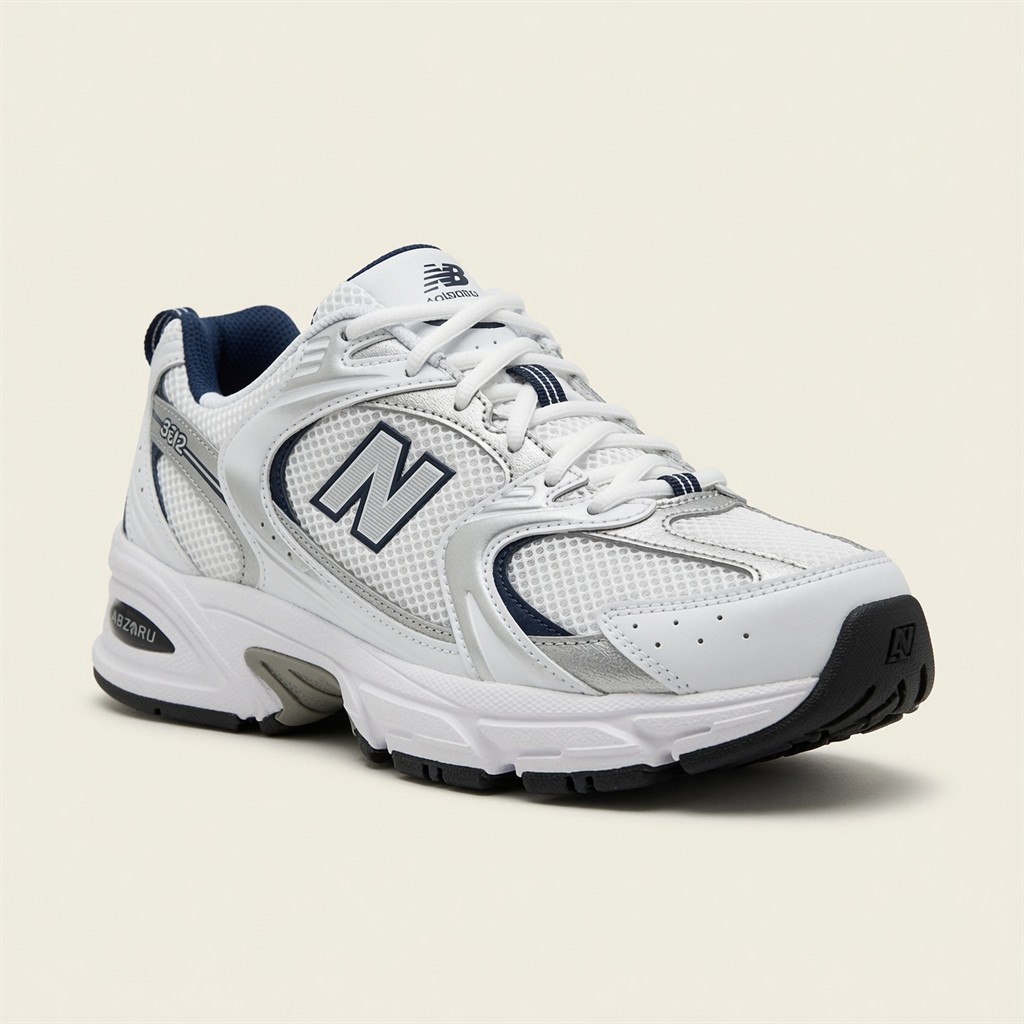 New Balance 530 — Blanc / Argent / Bleu Marine vue 2