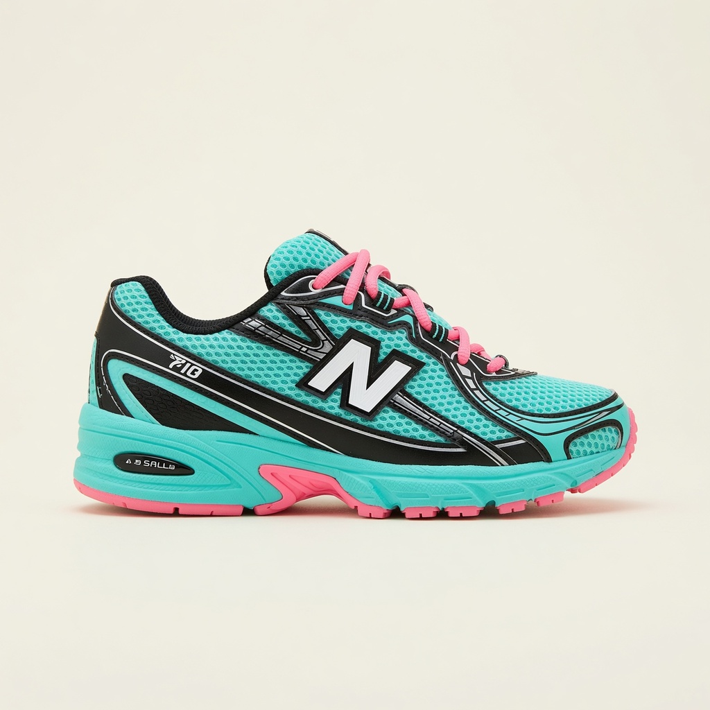 New Balance 740 — Turquoise / Noir / Rose