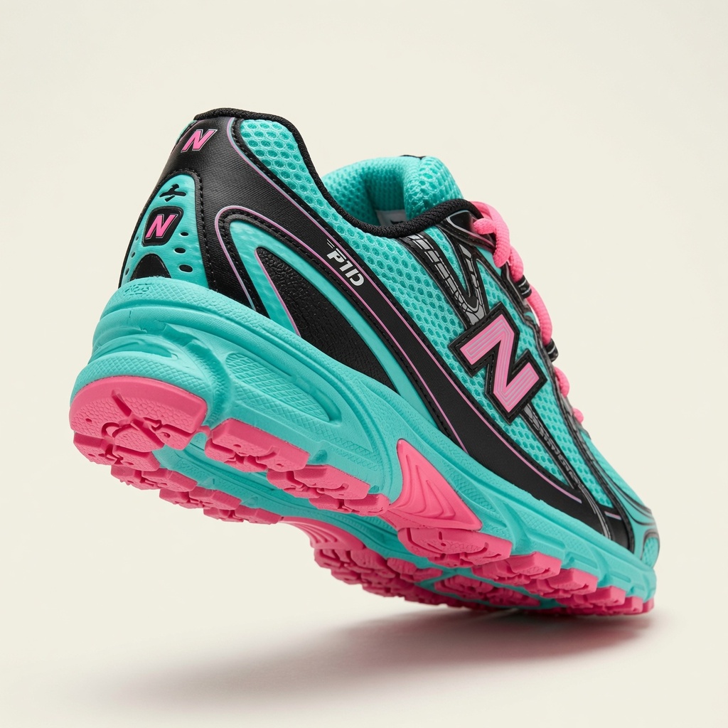 New Balance 740 — Turquoise / Noir / Rose vue 3