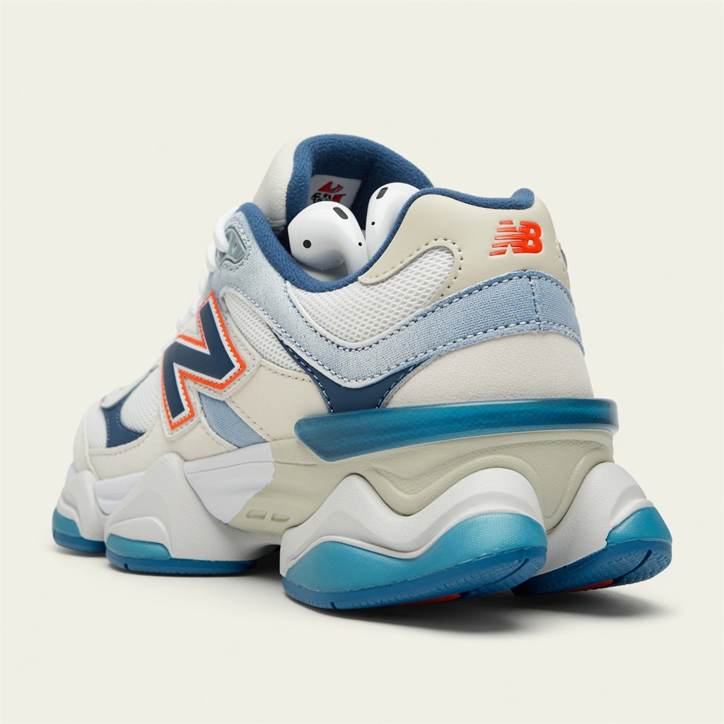 New Balance 9060 — Bleu / Blanc / Orange vue 4