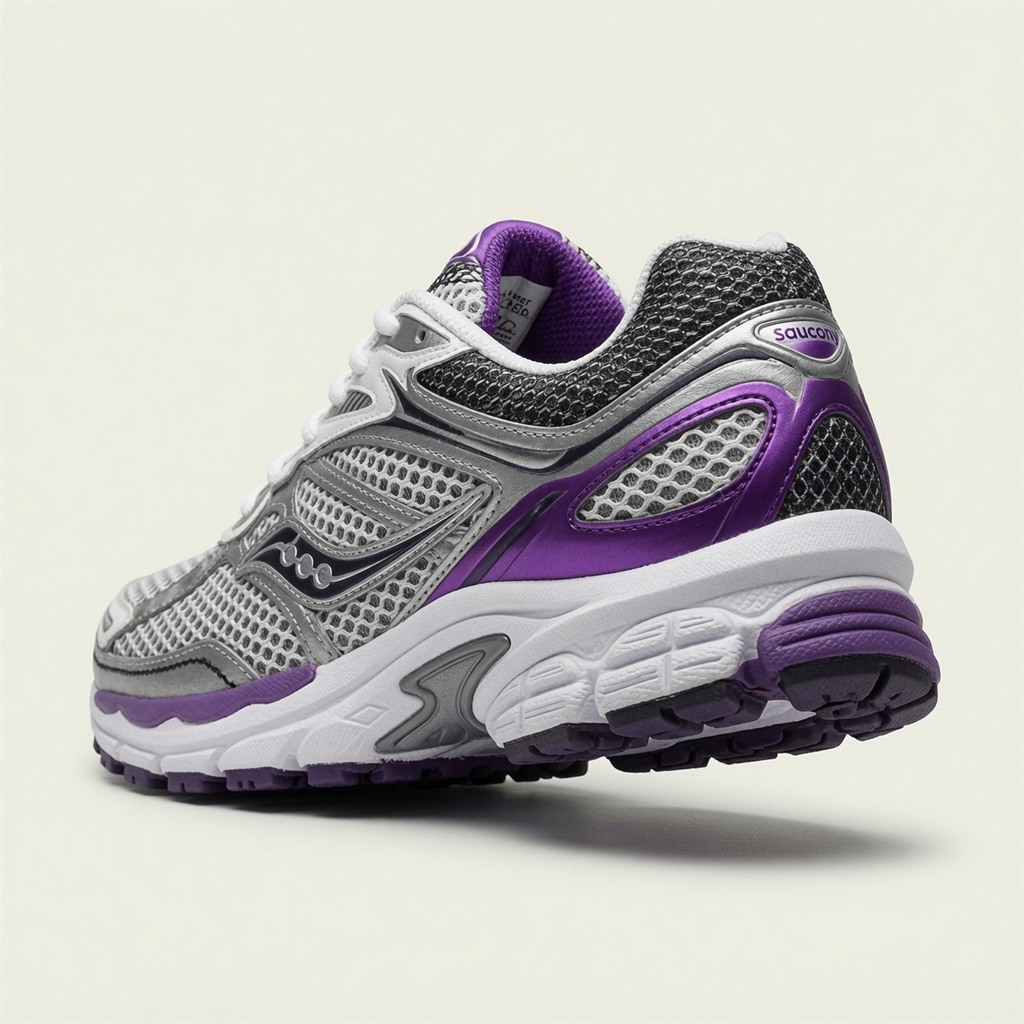 Saucony ProGrid Omni 9 — Argent / Blanc / Violet vue 3