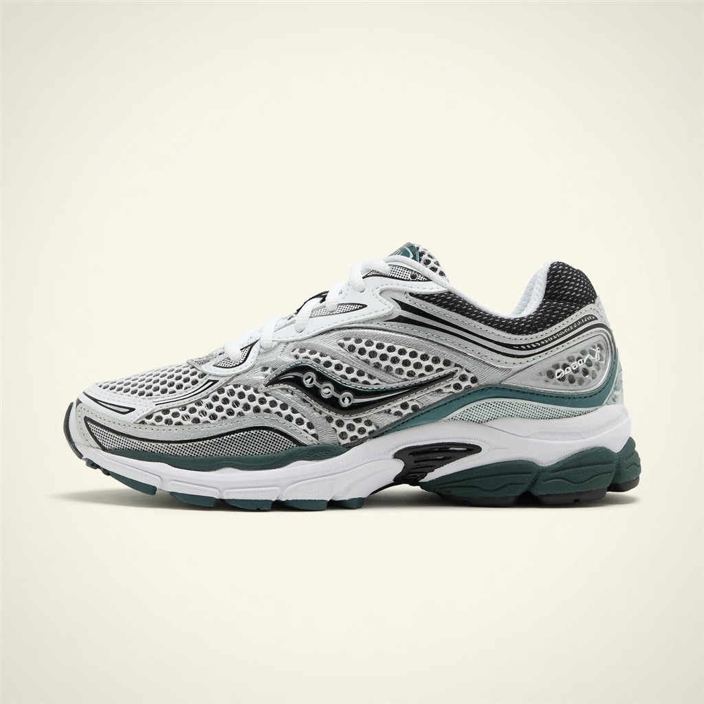Saucony ProGrid Omni 9 — Blanc / Argent / Vert