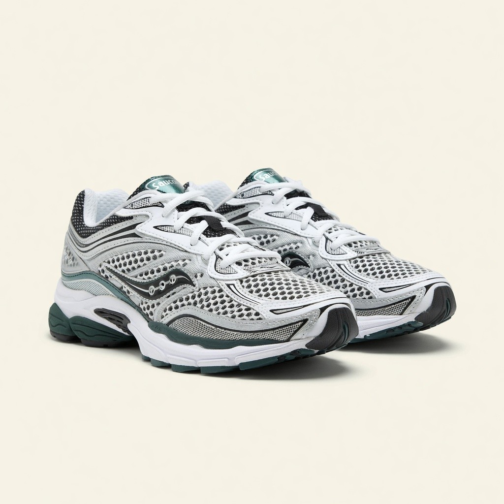 Saucony ProGrid Omni 9 — Blanc / Argent / Vert vue 2