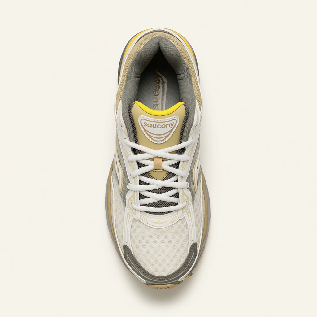 Saucony ProGrid Omni 9 — Blanc / Kaki / Jaune vue 2