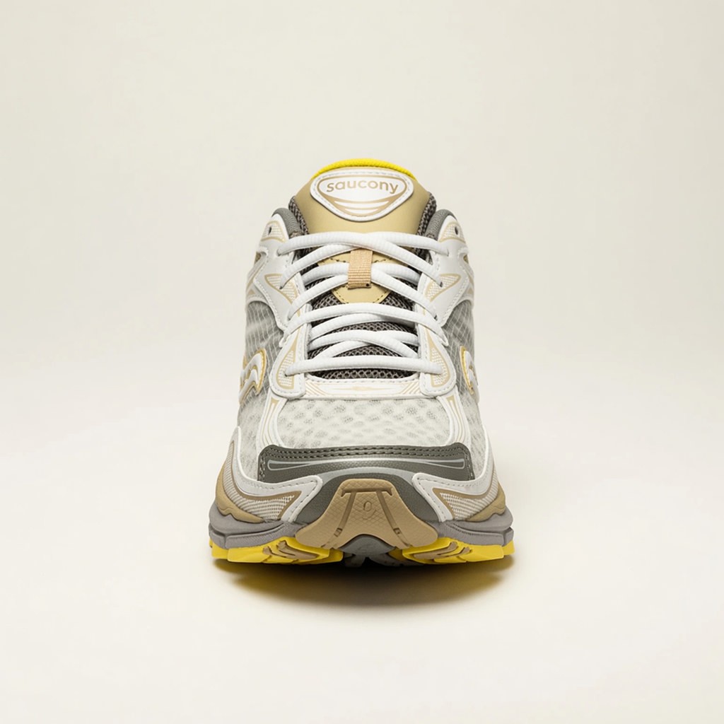 Saucony ProGrid Omni 9 — Blanc / Kaki / Jaune vue 3