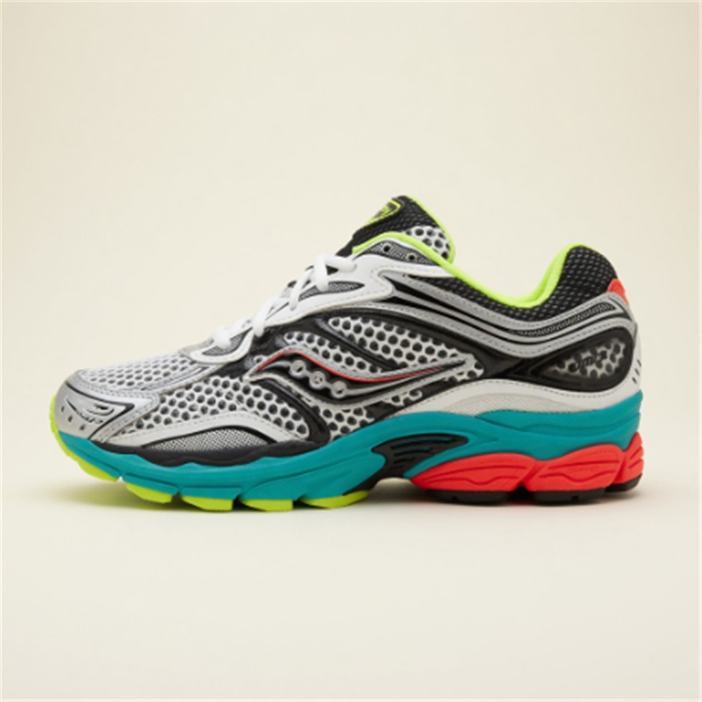 Saucony ProGrid Omni 9 — Blanc / Noir / Turquoise