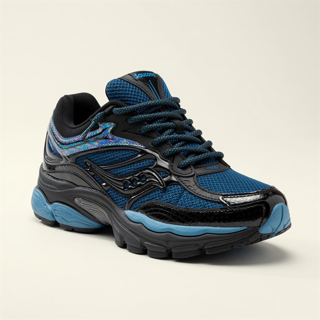 Saucony ProGrid Omni 9 — Bleu Électrique / Noir / Irisé vue 2