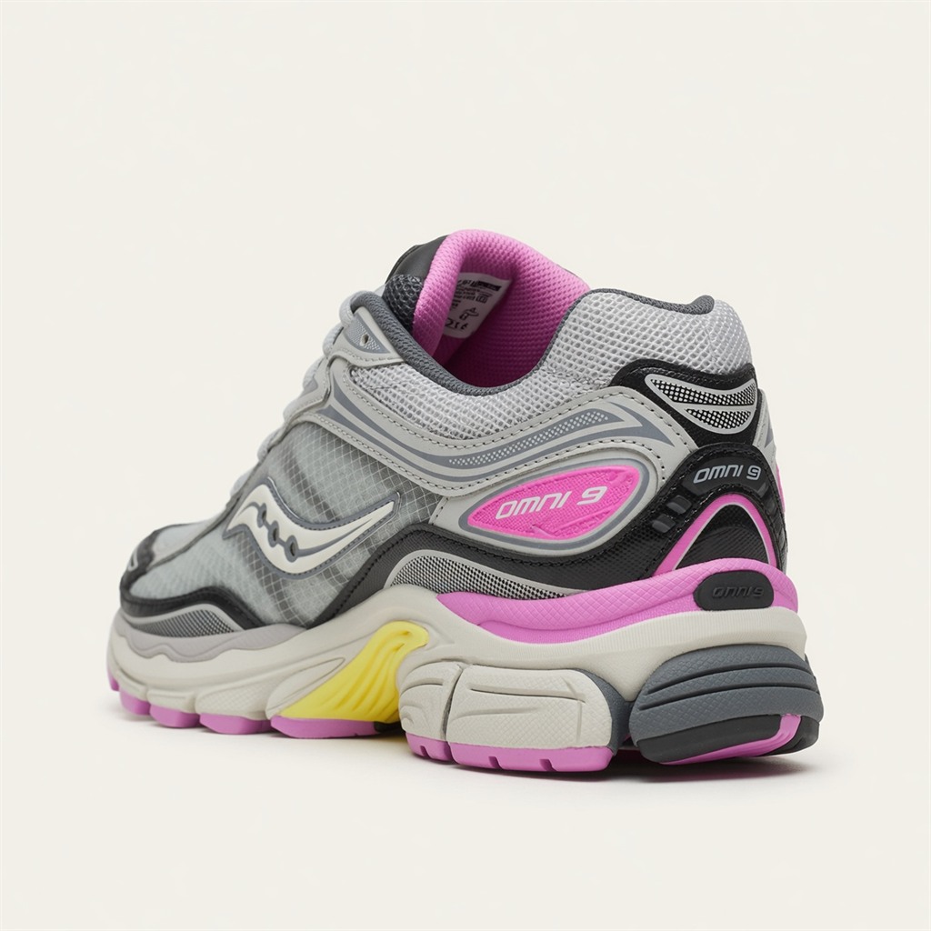 Saucony ProGrid Omni 9 — Gris / Violet / Jaune vue 3