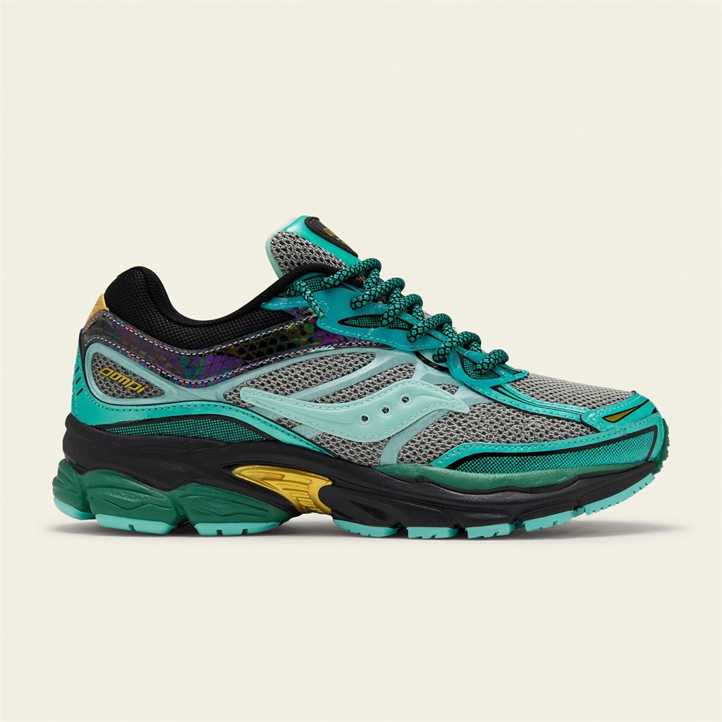 Saucony ProGrid Omni 9 — Turquoise / Gris / Vert
